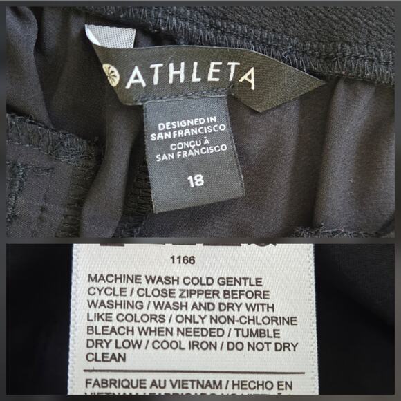 Athleta Vienna Slim Pants Black sz 18 Zipper Pockets 30" inseam Pull-on - Picture 3 of 10